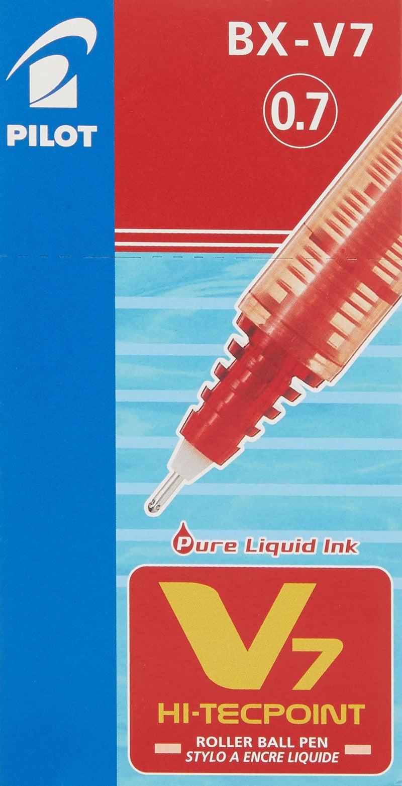 PILOT V7 Hi-Tecpoint Rollerball Pen, 0.7 mm Tip - Red, Box of 12 - Image 4